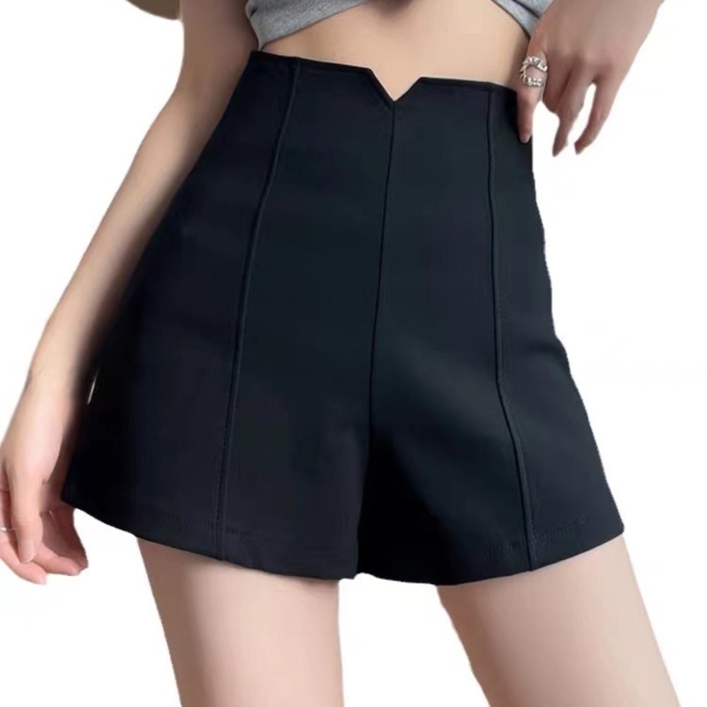 NWT - High Waist Solid Zip Straight Leg Shorts